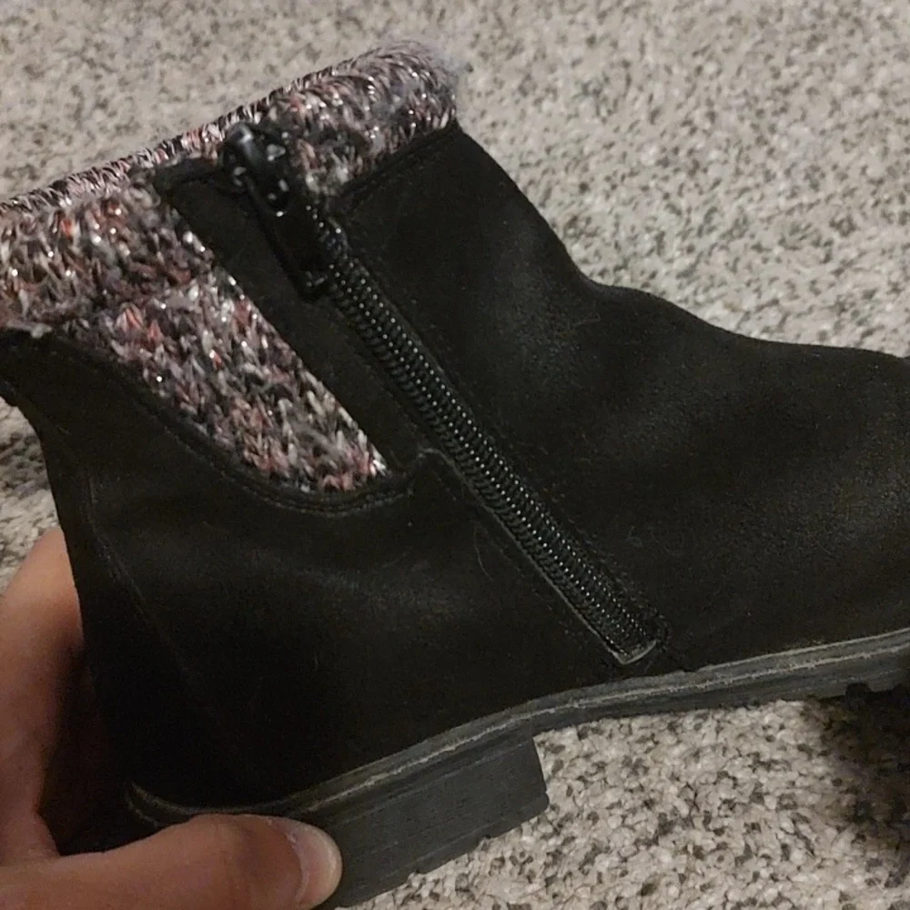 Black Ankle Boots with Knit Cuff